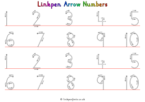 Free Handwriting Worksheet Linkpen Arrow Numbers